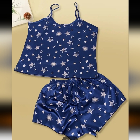 Cute Star Print Pajama Set, - Picture 3 of 6